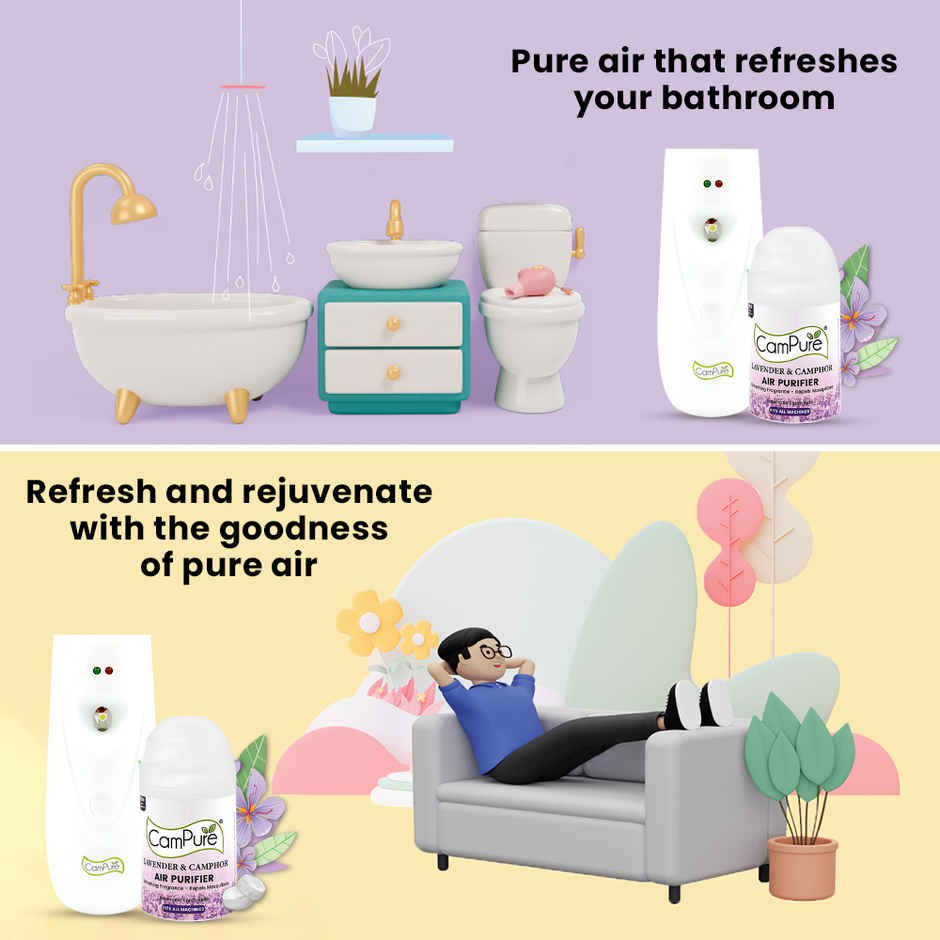 Campure Automatic Spray Machine + Lavender Camphor /Kapur Air Freshener Refill