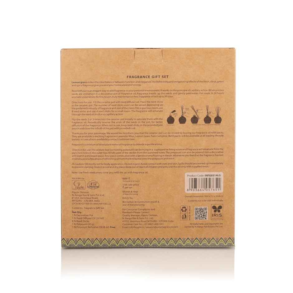 IRIS Amogha Lemongrass Fragrance Reed Diffuser Gift Set