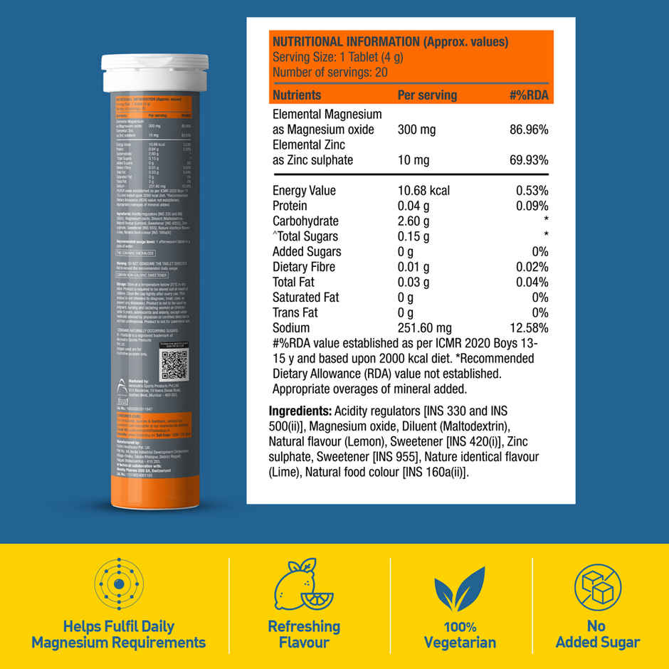 Fast&Up Magnesio Sleep Supplement 300mg Magnesium - Lime & Lemon Flavour