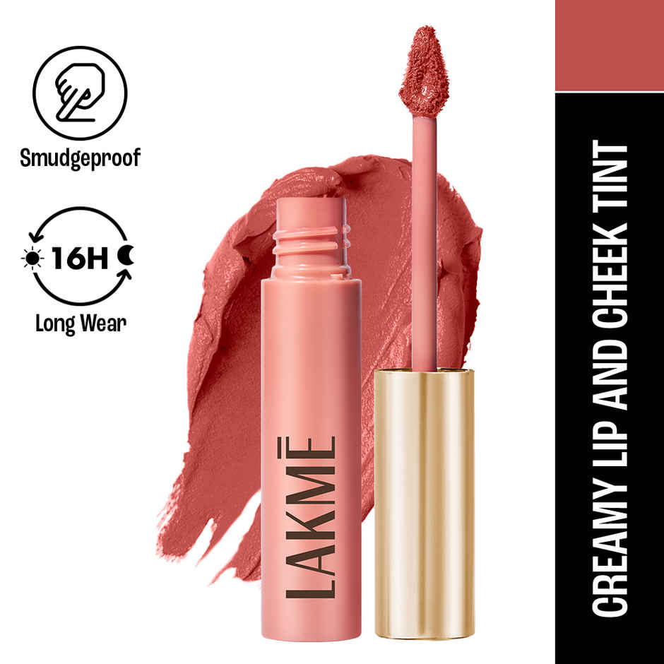 Lakme Double Duty Lip & Cheek Mousse Matte Lipstick & Soft Blush, Blush Velvet