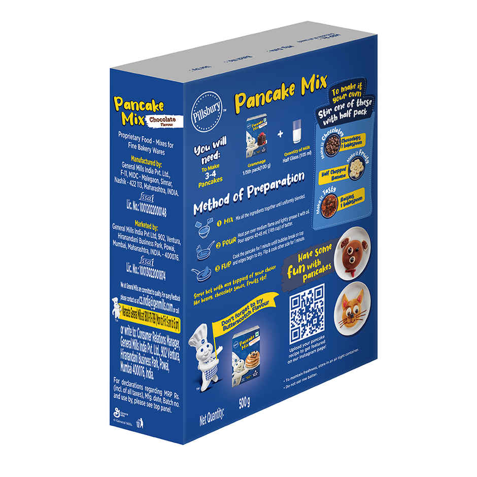 Pillsbury Chocolate Flavour Pancake Mix 2-Minute Pancake Mix For Kids | No-Preservatives
