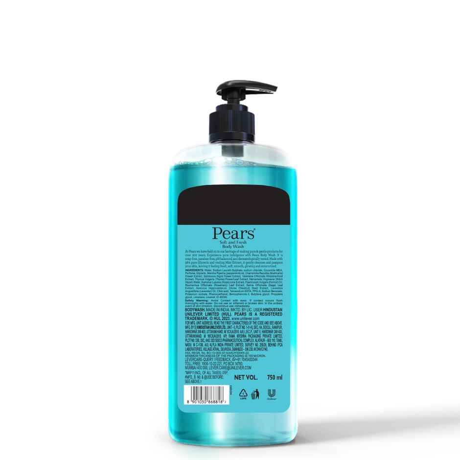 Pears Soft & Fresh Shower Gel SuperSaver XL Pump Bottle with 98% Pure Glycerine