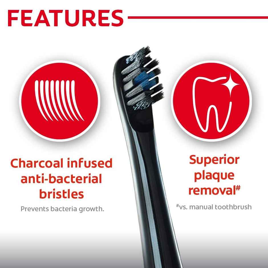 Colgate Proclinical 150 Charcoal Battery Powered Toothbrush Refill Heads Electric Brush Heads With Soft Bristles And Strong Strokes, Fits Any Colgate Proclinical Electric Toothbrush