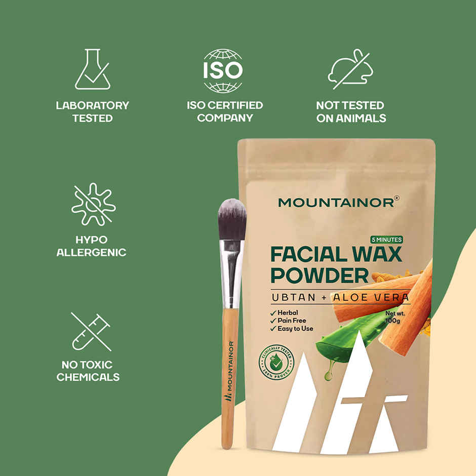 Mountainor Facial Hair Removal Wax Powder With Turmeric & Aloevera Painless Herbal Hair Remover