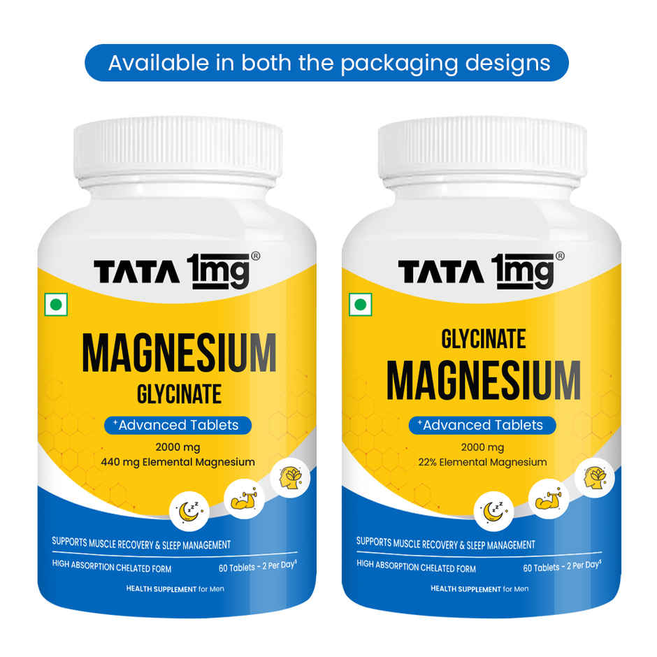 Tata 1Mg Magnesium Glycinate Tablets | High Absorption Chelated Form For Muscle Recovery