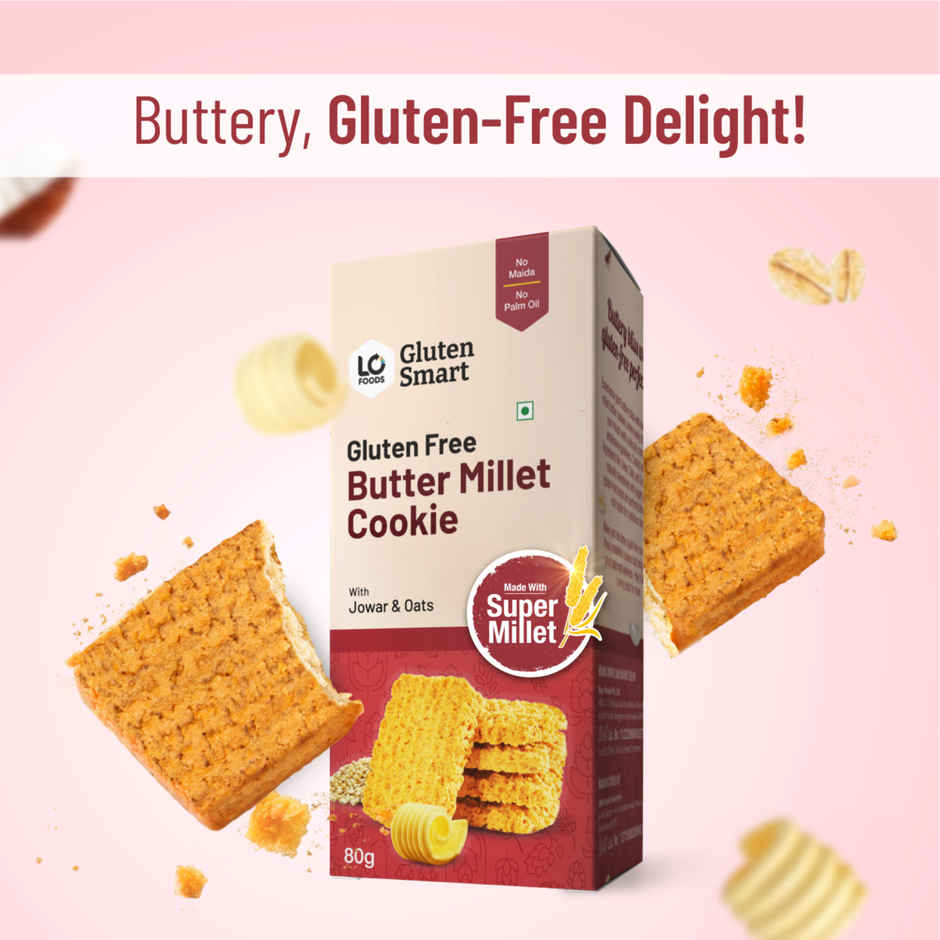 Lo Foods Gluten Free Butter Millet Cookies | Jaggery Biscuit with Jowar Oats