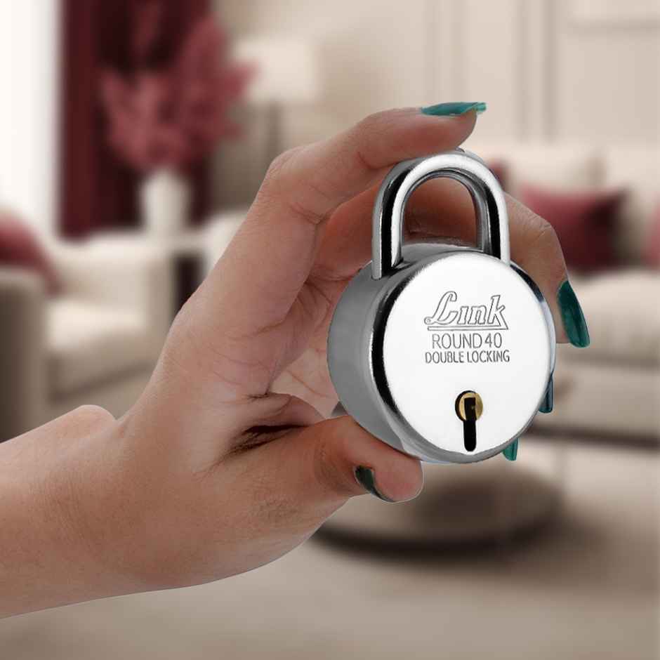 Link New Round Stainless Steel 40 mm Padlock with 3 Keys
