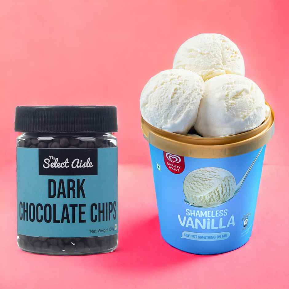 The Select Aisle Dark Chocolate Chips(150gms) & Kwality Wall'S Shameless Vanillaâ Tub(700ml) Combo