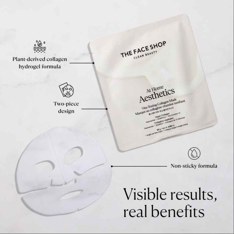 The Face Shop Vita-Toning Collagen Face Mask With Glutathione & Hyaluronic Acid