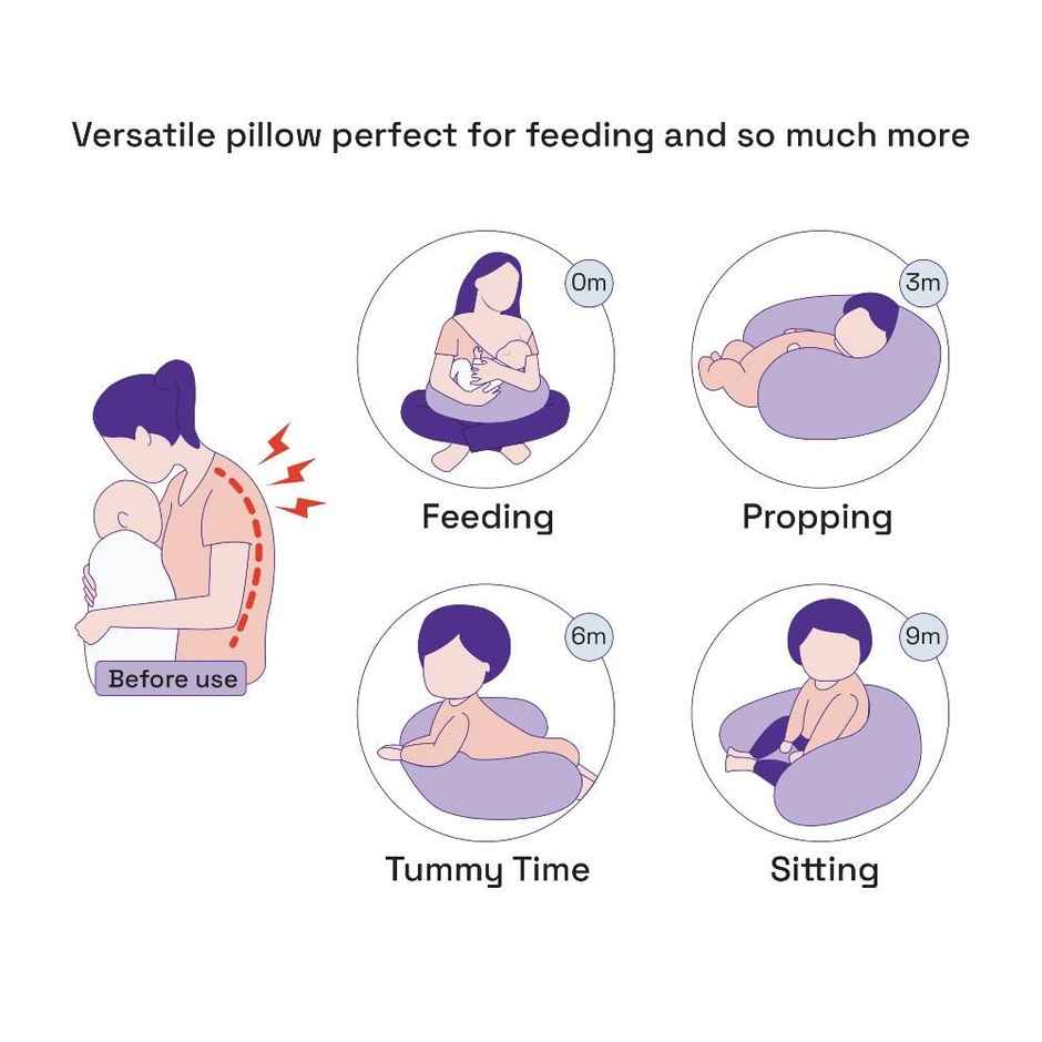 Nursing Pillow For Feeding & Baby Care | Super Soft & Machine Washable Velvet Cover | Pink