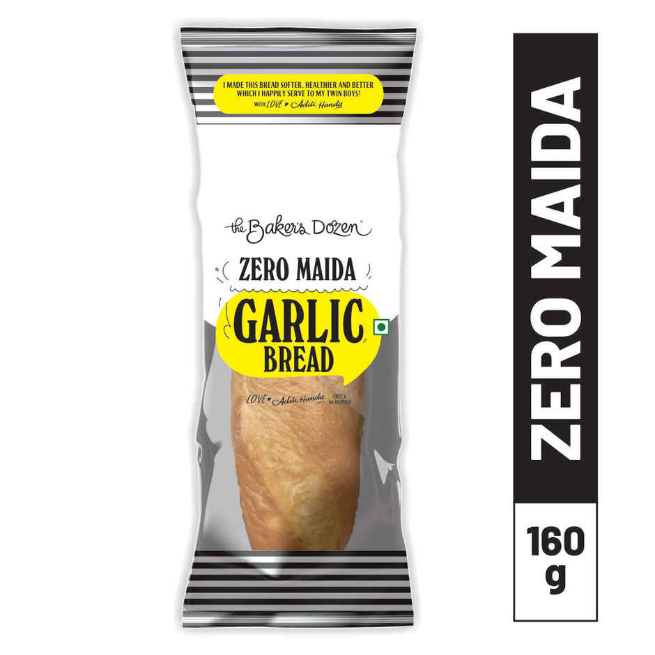 The Baker's Dozen Zero Maida Garlic Bread | Whole wheat | Atta Bread | No Maida | Clean label