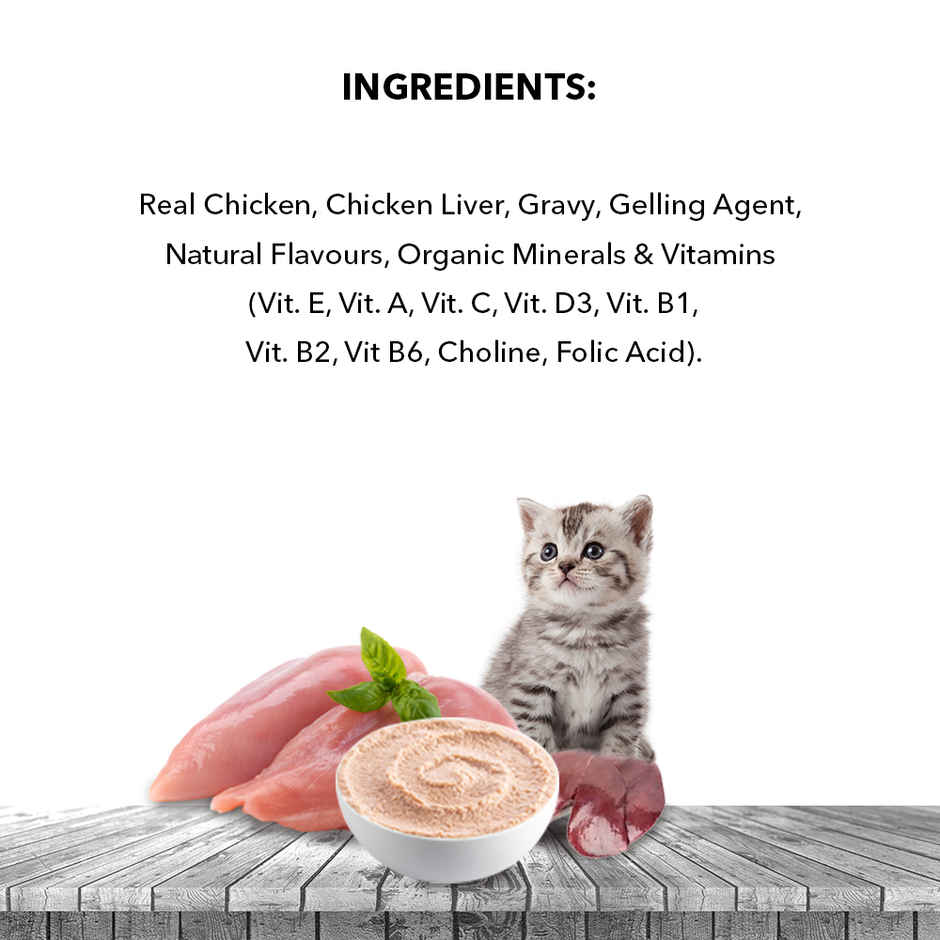 Active Kitten Wet Food, Real Chicken in Gravy, 8 Pouches (Buy 1 Get 1 Free)