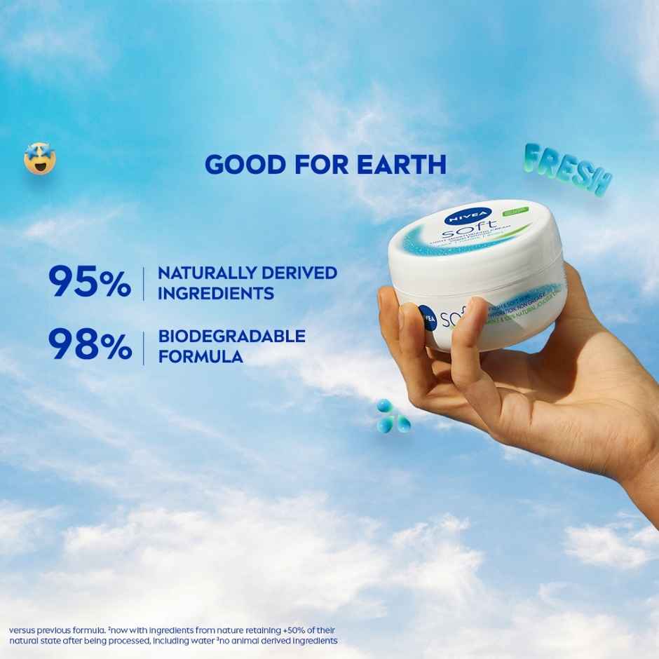 NIVEA Soft Light Moisturizer for Face, Hand & Body, Non-Greasy Cream for Instant Hydration