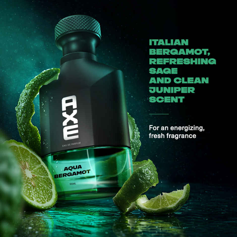 Axe Premium Luxury Perfumes Aqua Bergamot 12Hr Long Lasting Fragrance (100ml) & Perpetual Gold-Plated Artificial Rose  (1pc) Combo