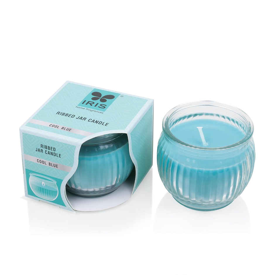 IRIS Cool Blue Ribbed Jar Scented Candle
