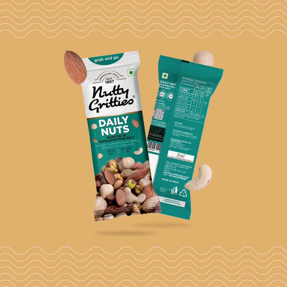 Nutty Gritties Daily Mix Nuts roasted in Himalayan Pink Salt - Macadamias, Hazelnuts, Pistachios, Almonds, Cashews