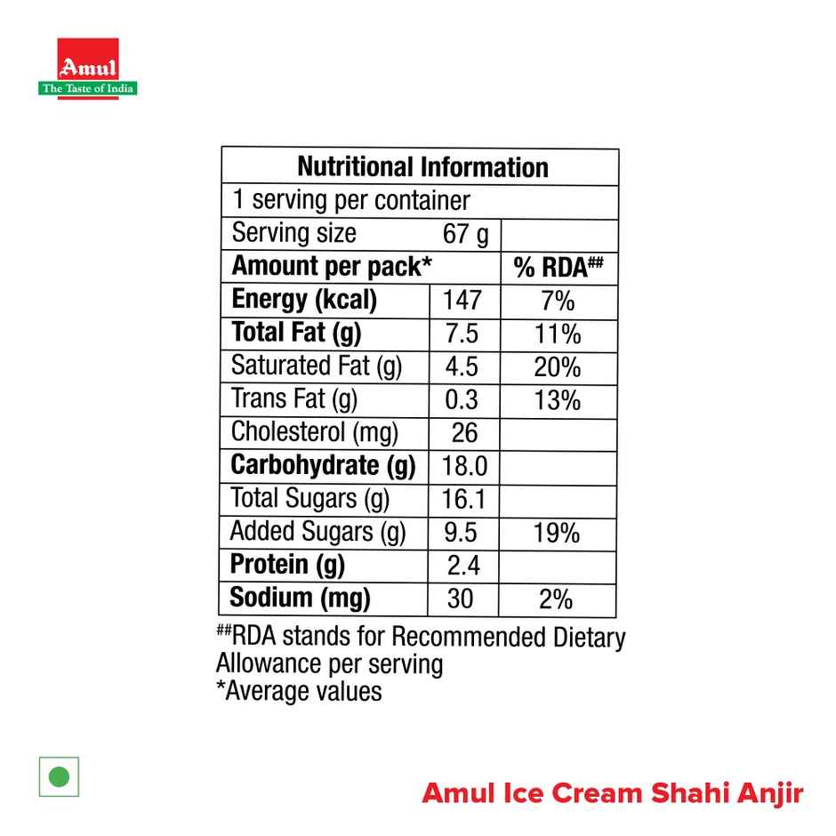 Amul Sugar Free Shahi Anjir Ice Cream Cup