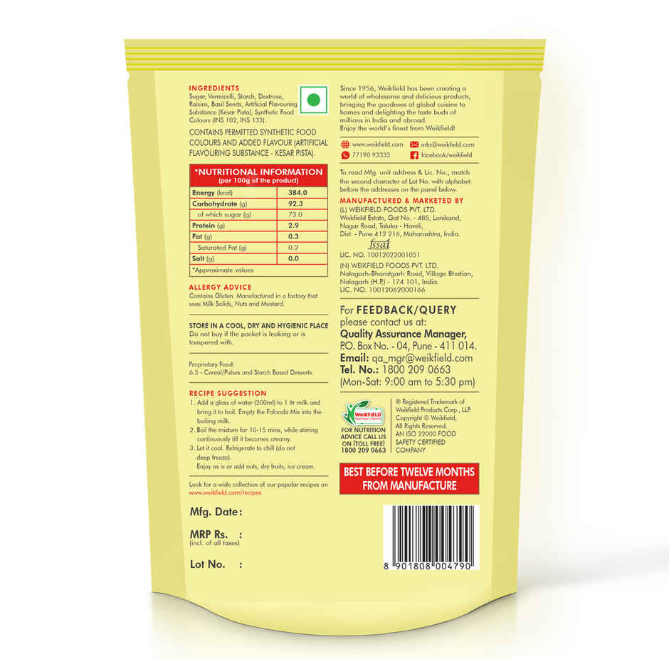 Weikfield Falooda Mix Kesar Pista Flavour