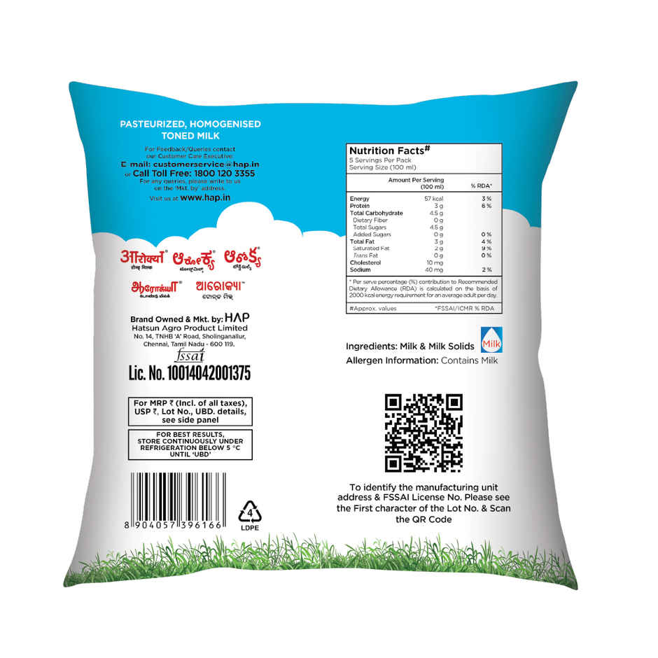 Arokya Toned Fresh Milk (Pouch) Combo