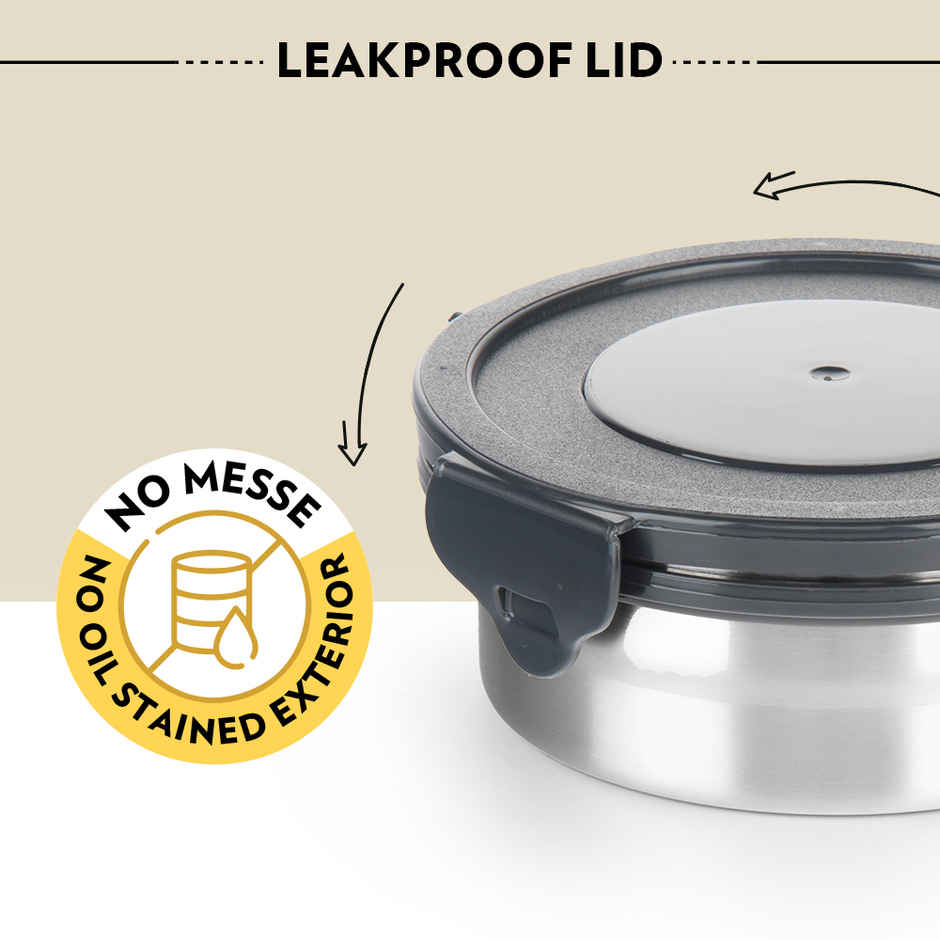 Borosil Feast Stainless Steel Lunchbox with Carry Bag Universal Tiffin for Office School College