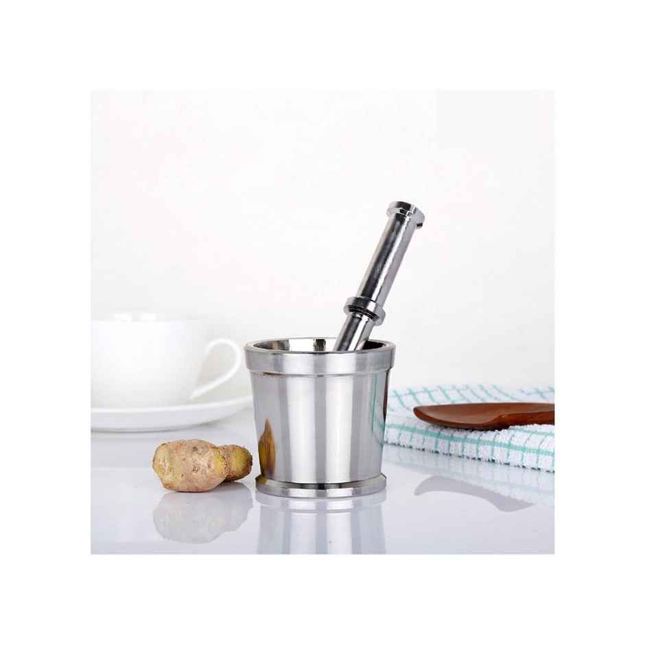 Omega Stainless Steel Mortar & Pestle Set | Khalbatta | Khal | Okhli