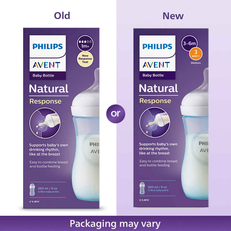 Philips Avent Blue Natural Baby Feeding Bottle | 1m+| 260ml| Pack of 1 | SCY903/21