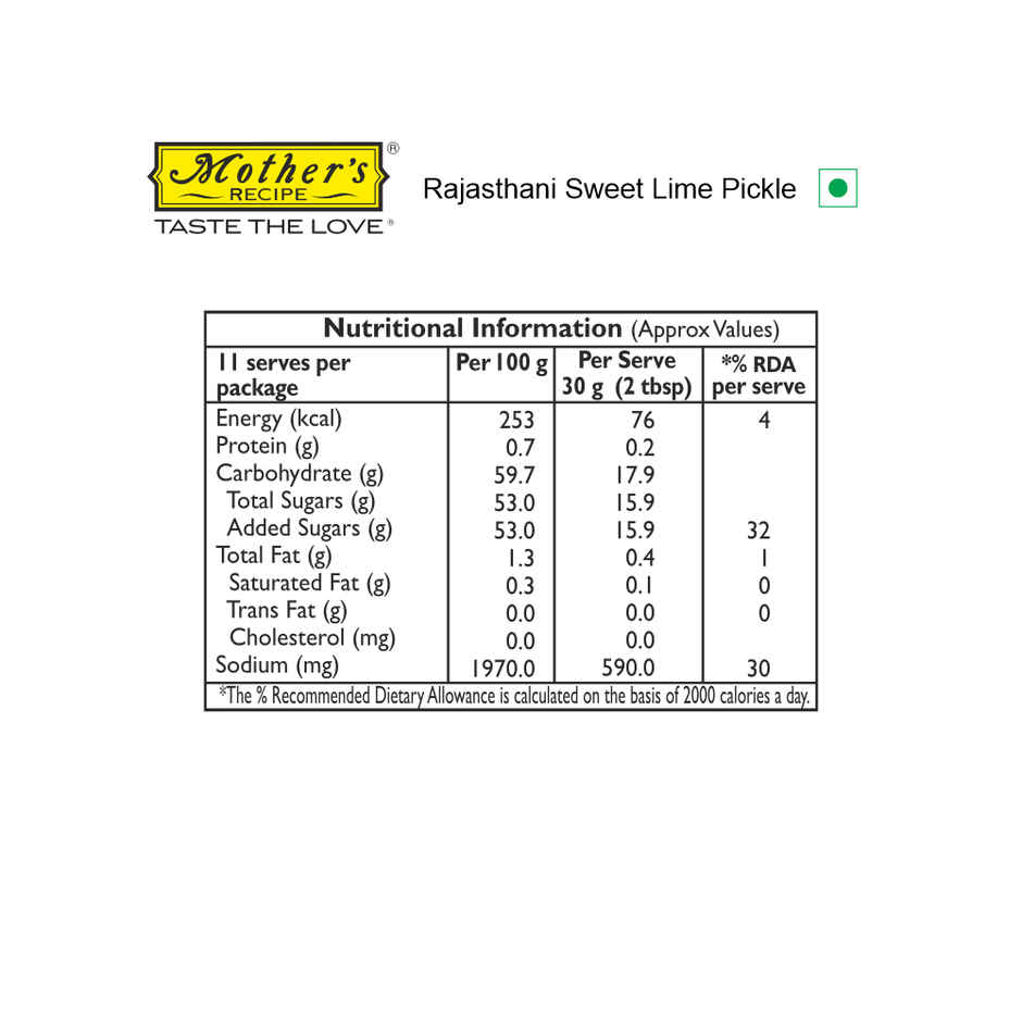 Mother's Recipe Pickle - Rajasthani Sweet Lime 