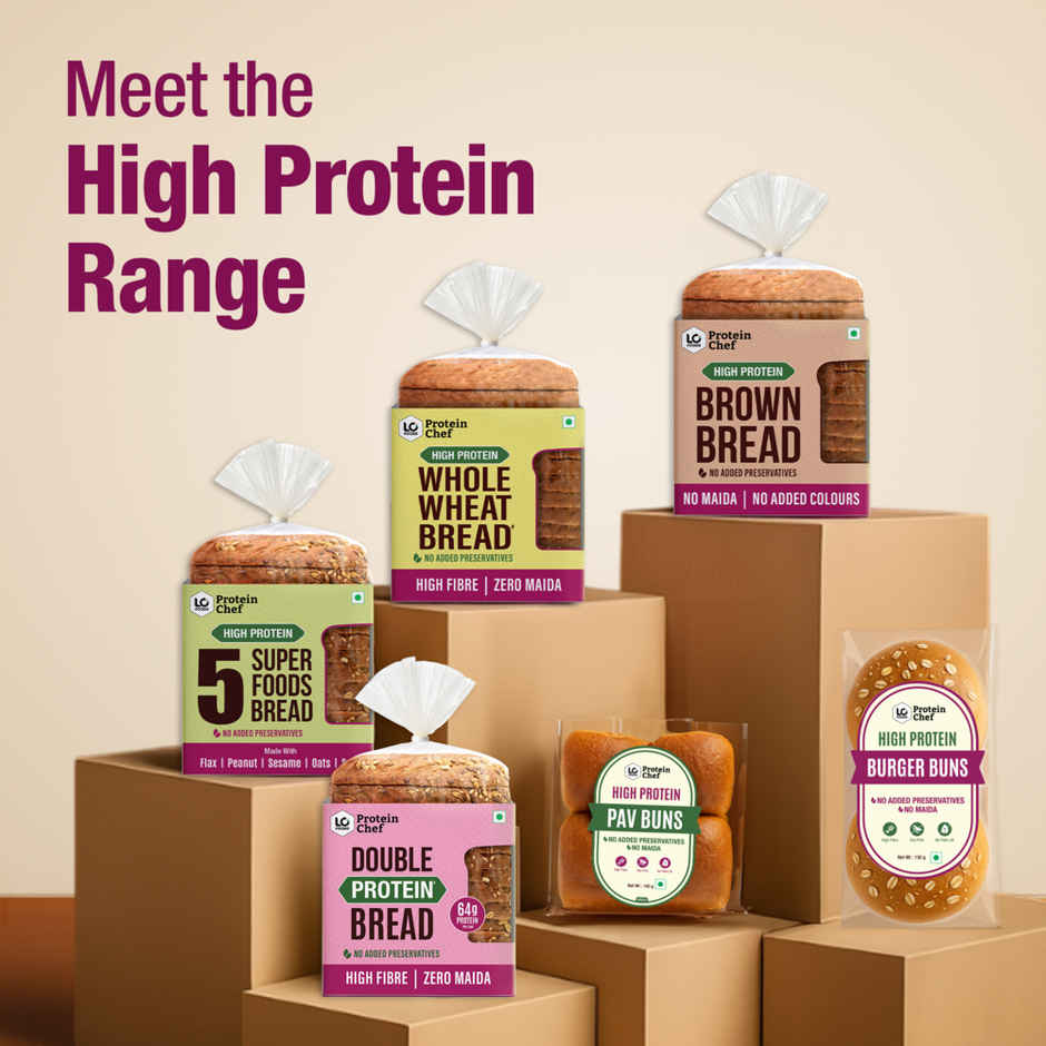 Protein Chef High Protein Pav Bun (Zero Maida, Multigrain) - Made with MP Sharbati Wheat