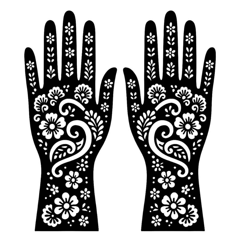 Mehendi Stencil | Peacock Feather Floral | Easy Apply | Se7en