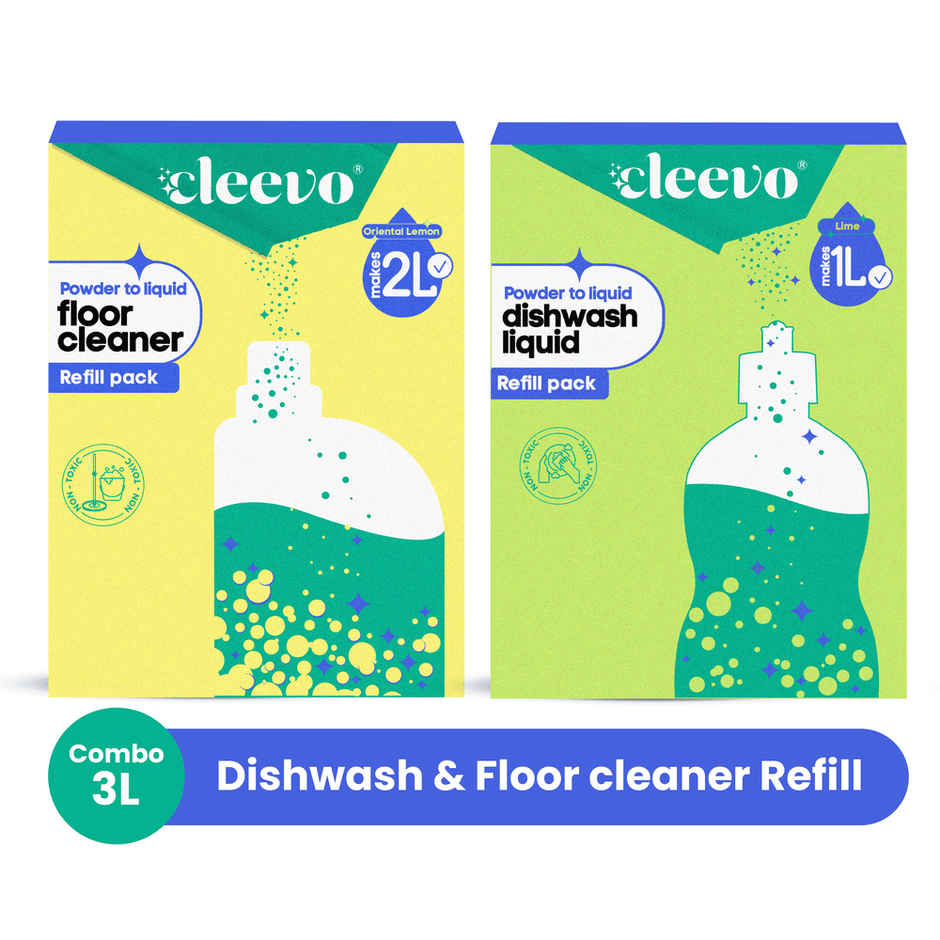 Cleevo Dishwash Gel, Powder To Lliquid Floor Cleaner Refill