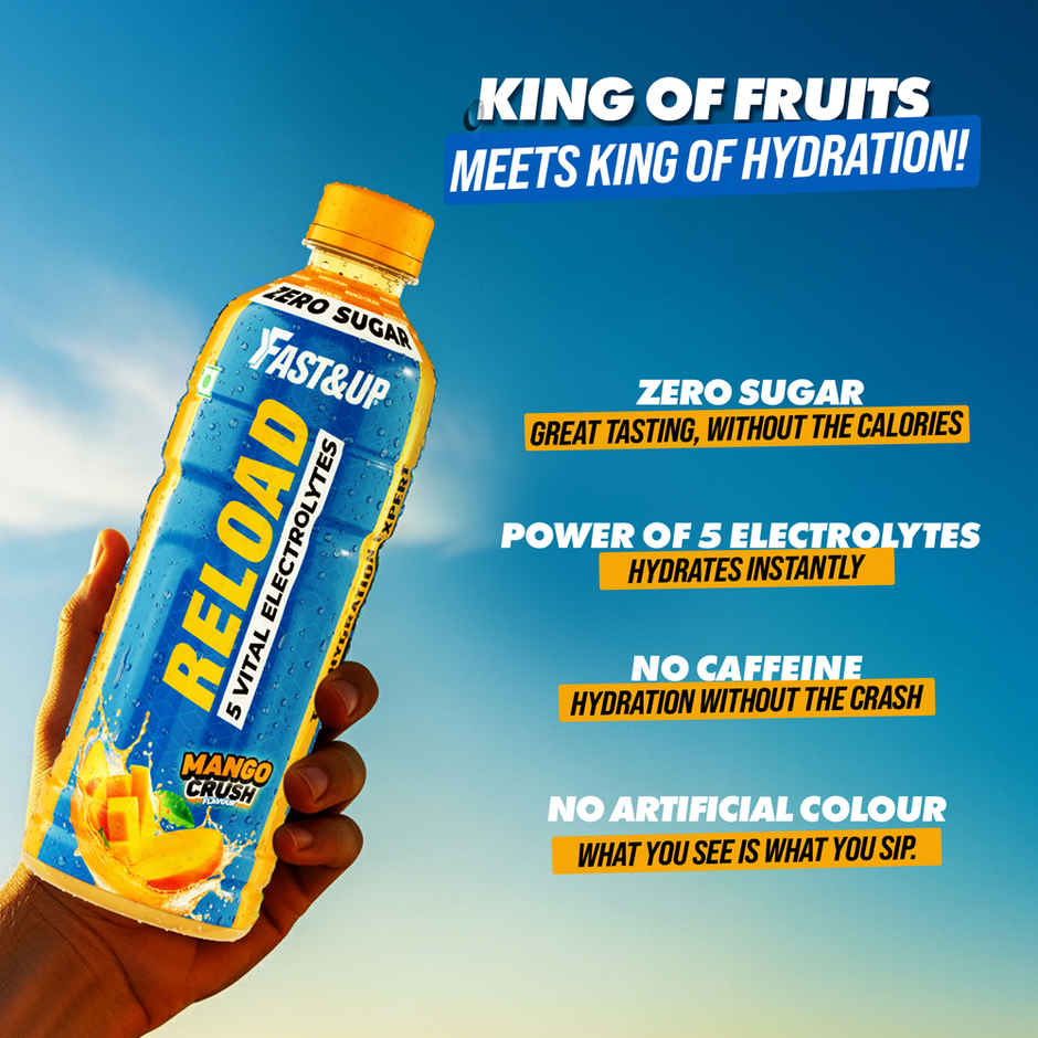 Fast&Up Reload Mango Zero Sugar Energy Drink | Instant Electrolytes | Healthy & Refreshing Drink