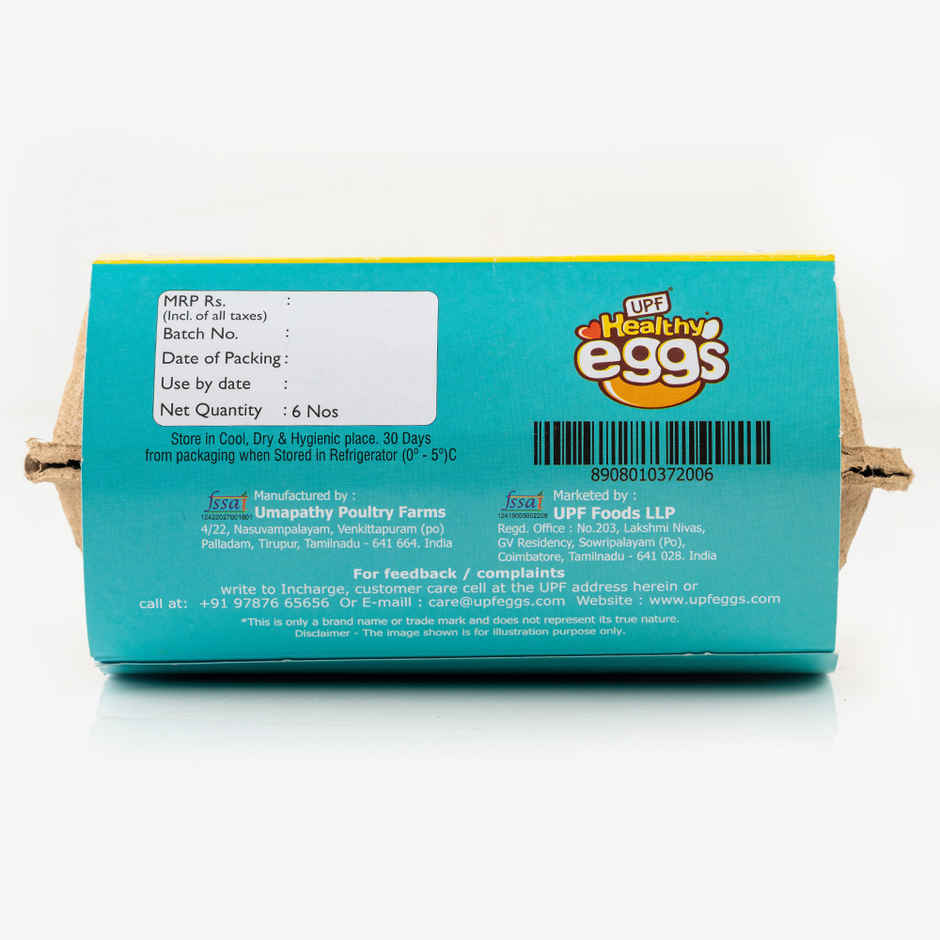 UPF Healthy White - Large Eggs, 6 Pieces | Protein Rich | Veg Feed | Infertile