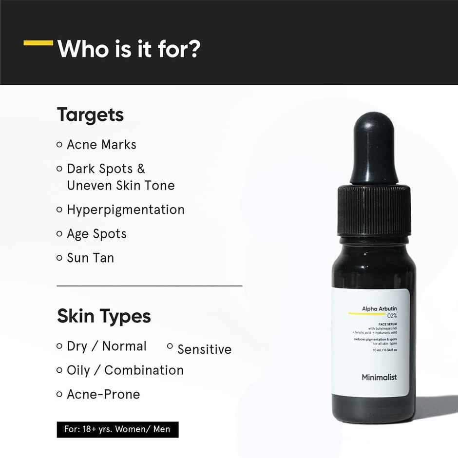 Minimalist Alpha Arbutin Face Serum With Hyaluronic Acid 2%