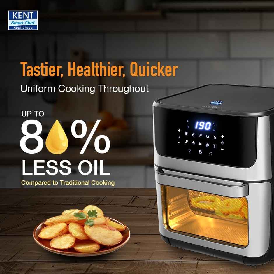 KENT Digital Air Fryer Oven | 360 Rapid Heat Circulation | 10 Preset Menus | 1800 W | 12 L