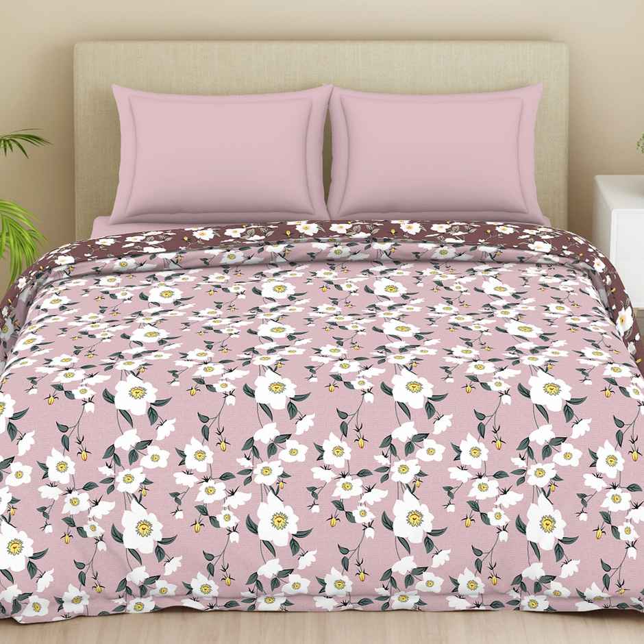 WELSPUN Microfiber Lume Quilt Double 110 GSM Polyster, Easy Care | Pink Flare - 200 x 220 cm