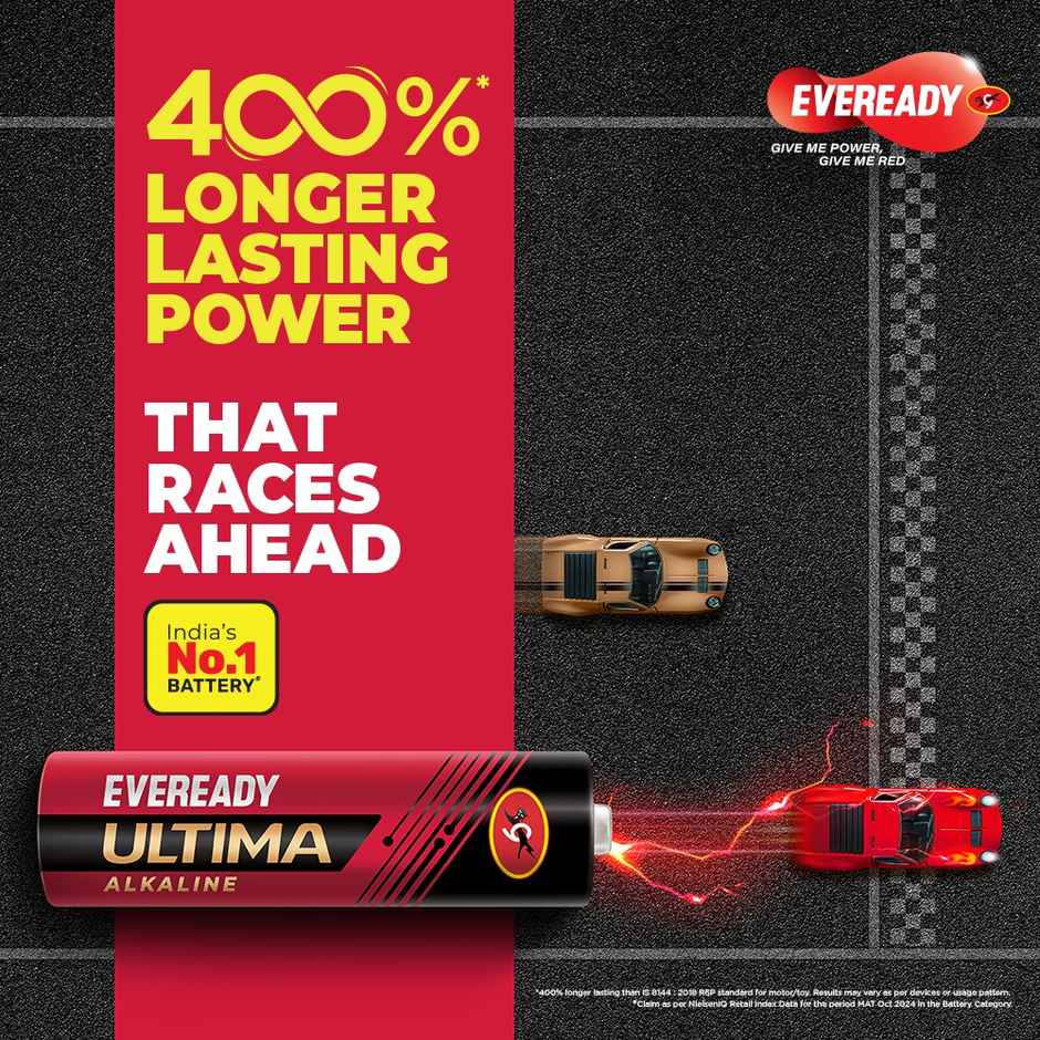 Eveready Ultima Alkaline AAA Battery, 400% Longer Lasting|Pack of 2