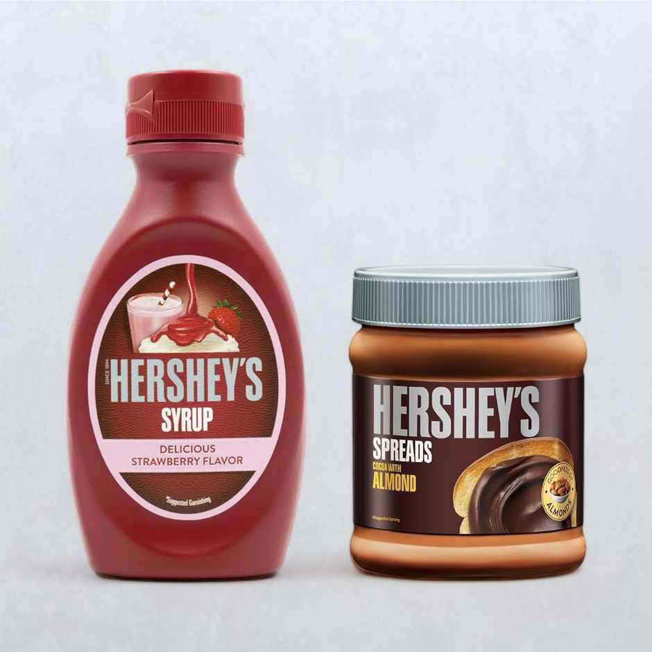Hershey's Syrup Delicious Strawberry200Gram(200gms) & Hershey's Cocoa + Almond Spread(350gms) Combo