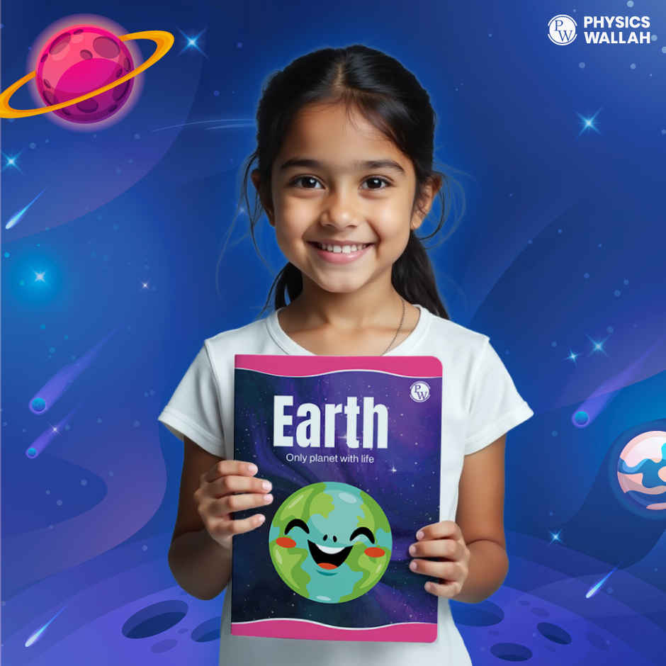 172 Pages Children Notebook | 4 line with Gap English Interleaf | Earth