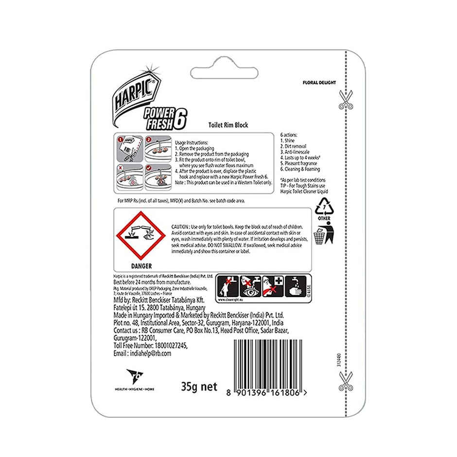 Harpic Floral Delight Power Fresh 6 Toilet Cleaner Rim Block