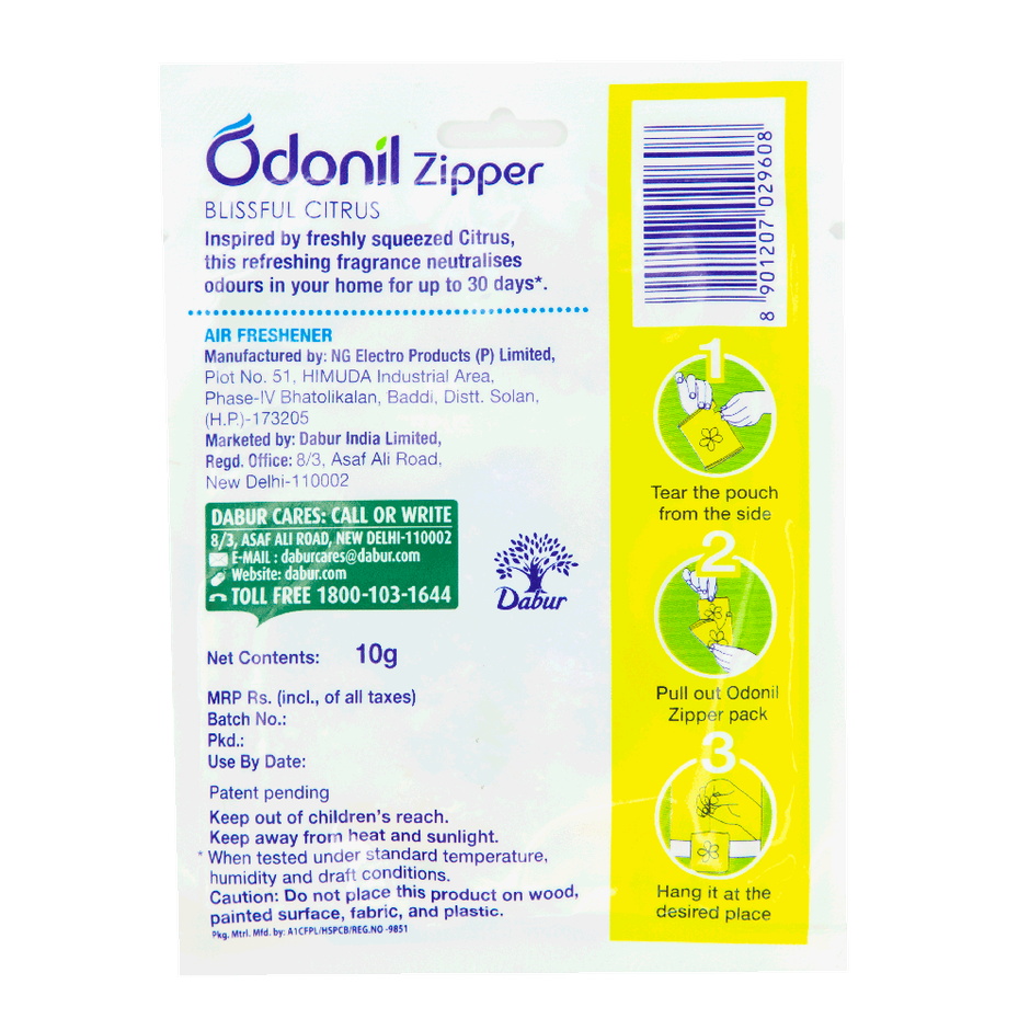 Odonil Blissful Citrus Zipper Air Freshener