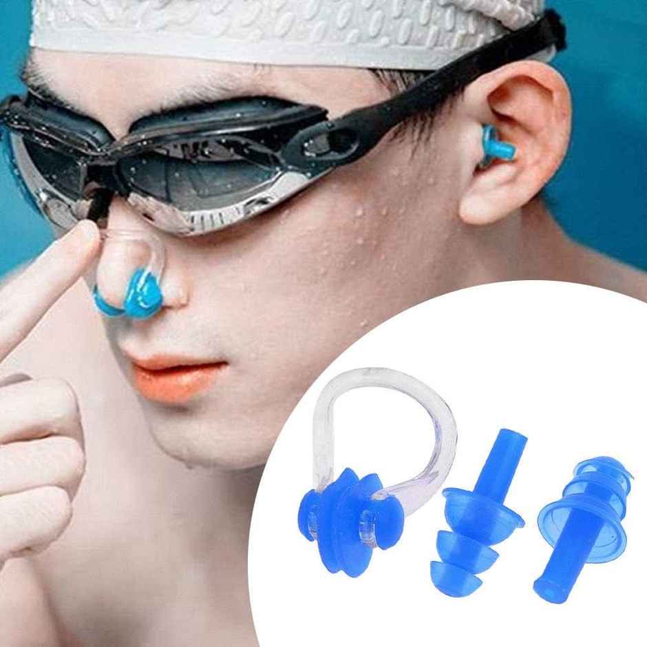 Elan Swimming Silicone Ear Plugs and Nose Clip Set | Comfortable and Secure Waterproof Protection