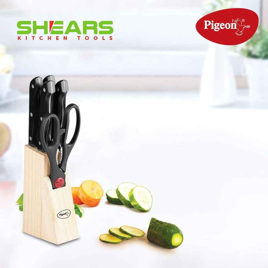 Pigeon Wooden Block Kitchen Knife - 6 pc