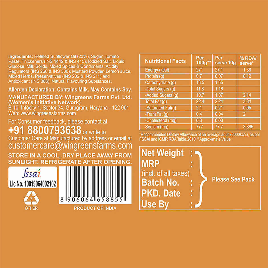 Wingreens Farms Burger Mayo(450gms) & English Oven Burger Bun(200gms) Combo