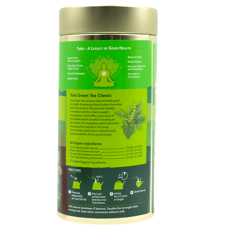 A TATA Product - Organic India Rama, Krishna & Vana Tulsi Green Tea Classic Loose Leaves