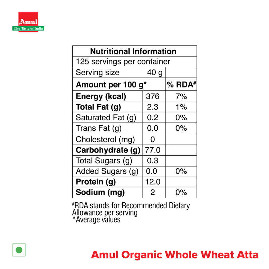 Amul Organic Whole Wheat Atta
