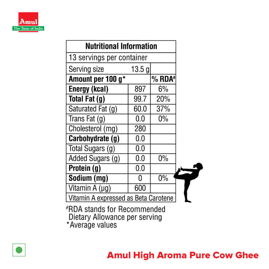 Amul High Aroma Ghee | Jar | Pure & Classic
