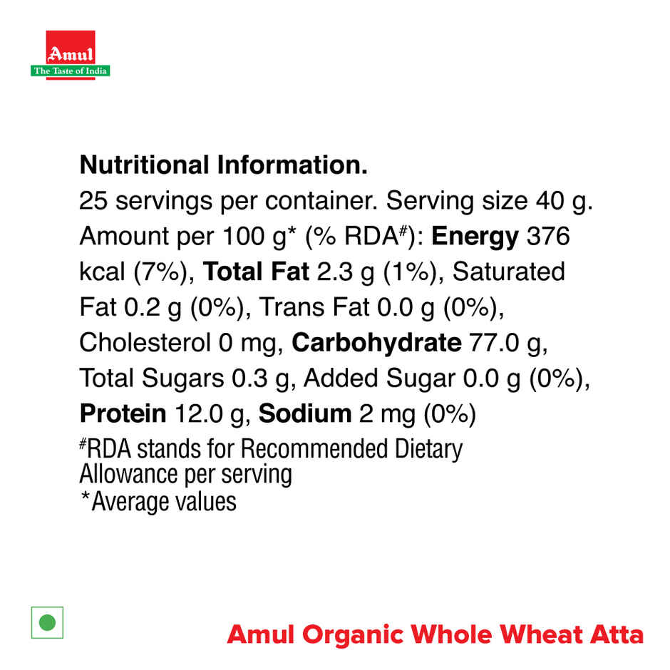Amul Organic Whole Wheat Atta