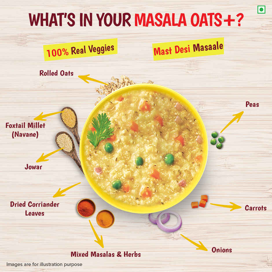 Tata Soulfull Masala Oats+ Desi Veggie, with 25% millets, Non sticky