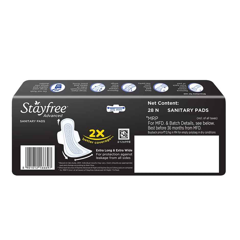 Stayfree Advanced Nights Sanitary Pads | XXL | 28 pcs