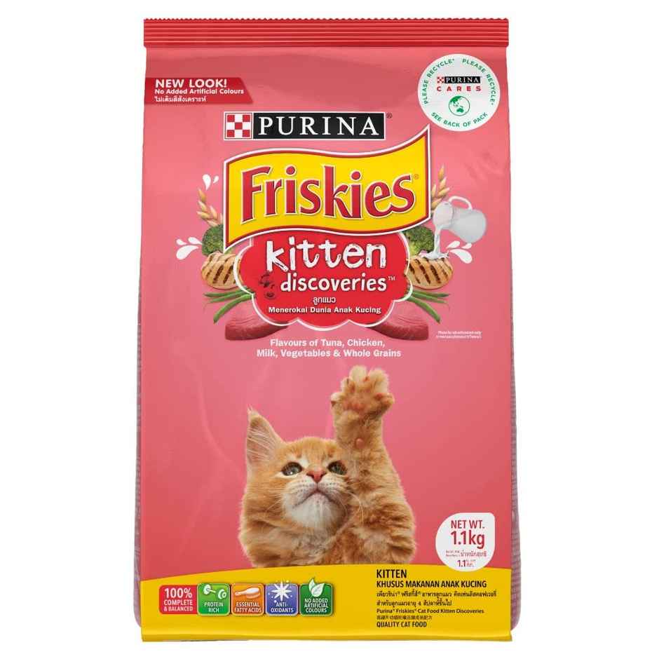 Purina Friskies Kitten Discoveries Baby Cat Food Tuna Chicken Milk Vegetables & Whole Grain Flavours
